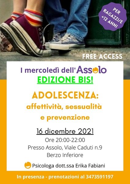 ADOLESCENZA, affettività, sessualità e prevenzione – EDIZIONE BIS